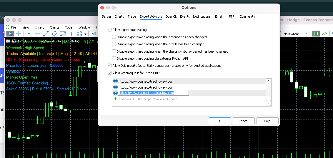 MT5 WebRequest Configuration